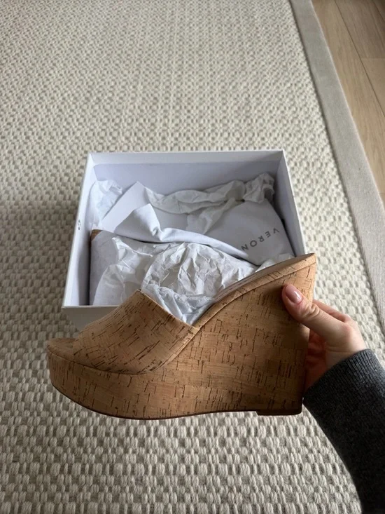 Veronica Beard Natural Cork Wedge Slide NEW WITH TAGS - Picture 3 of 4